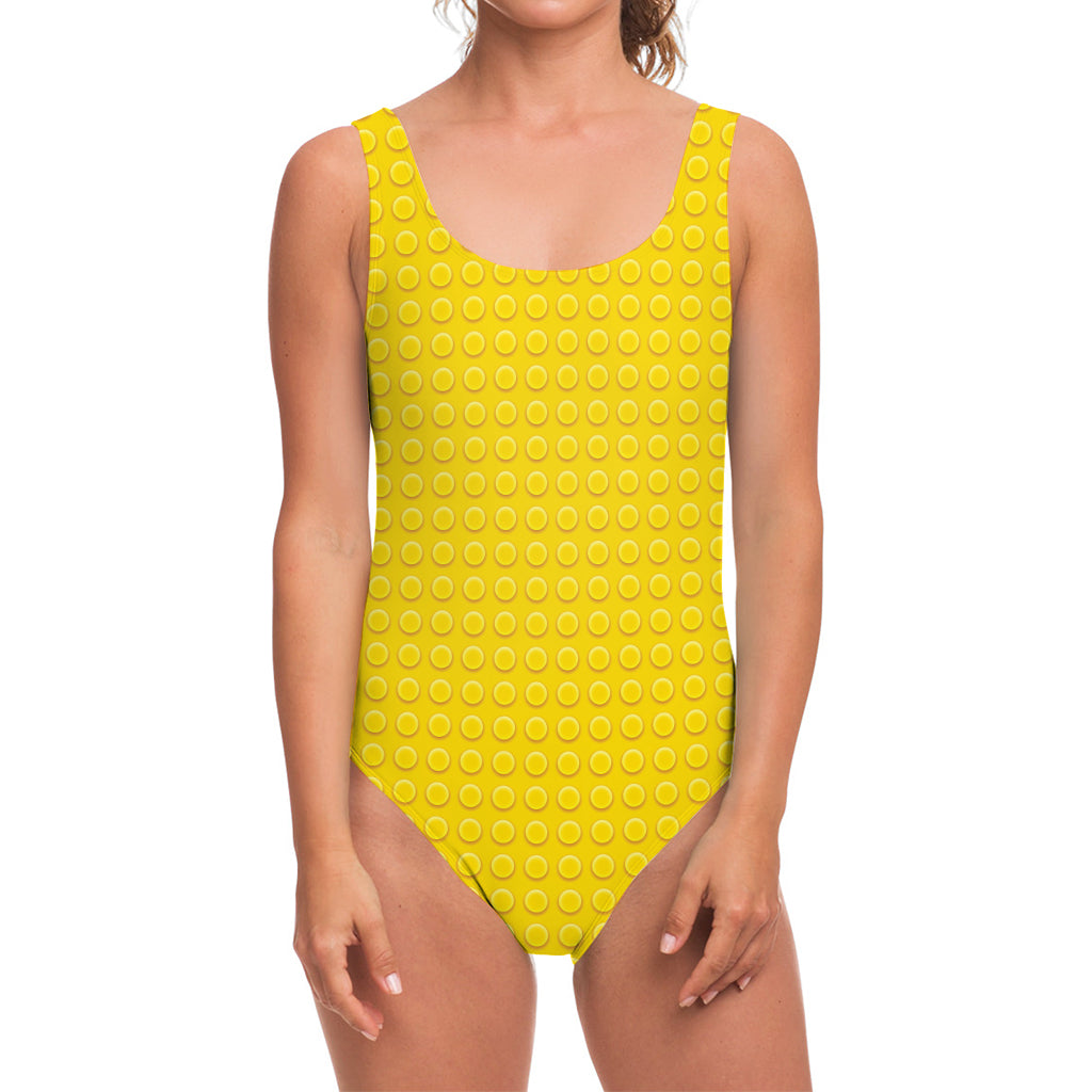 Yellow Plastic Building Blocks Print One Piece Swimsuit