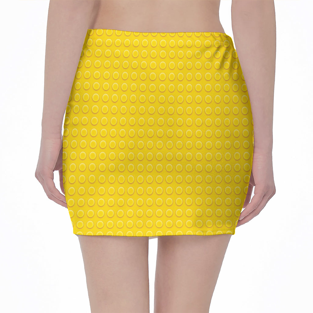 Yellow Plastic Building Blocks Print Pencil Mini Skirt