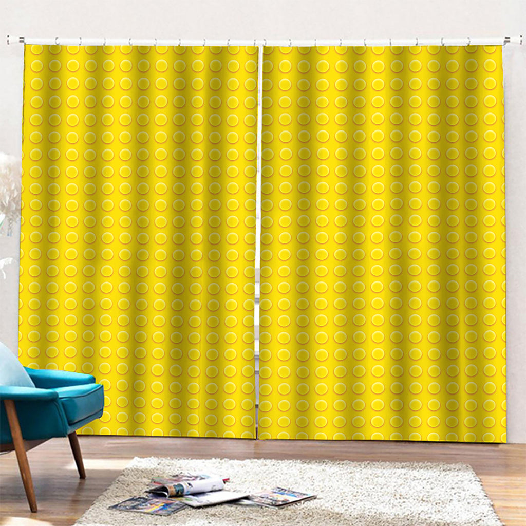 Yellow Plastic Building Blocks Print Pencil Pleat Curtains