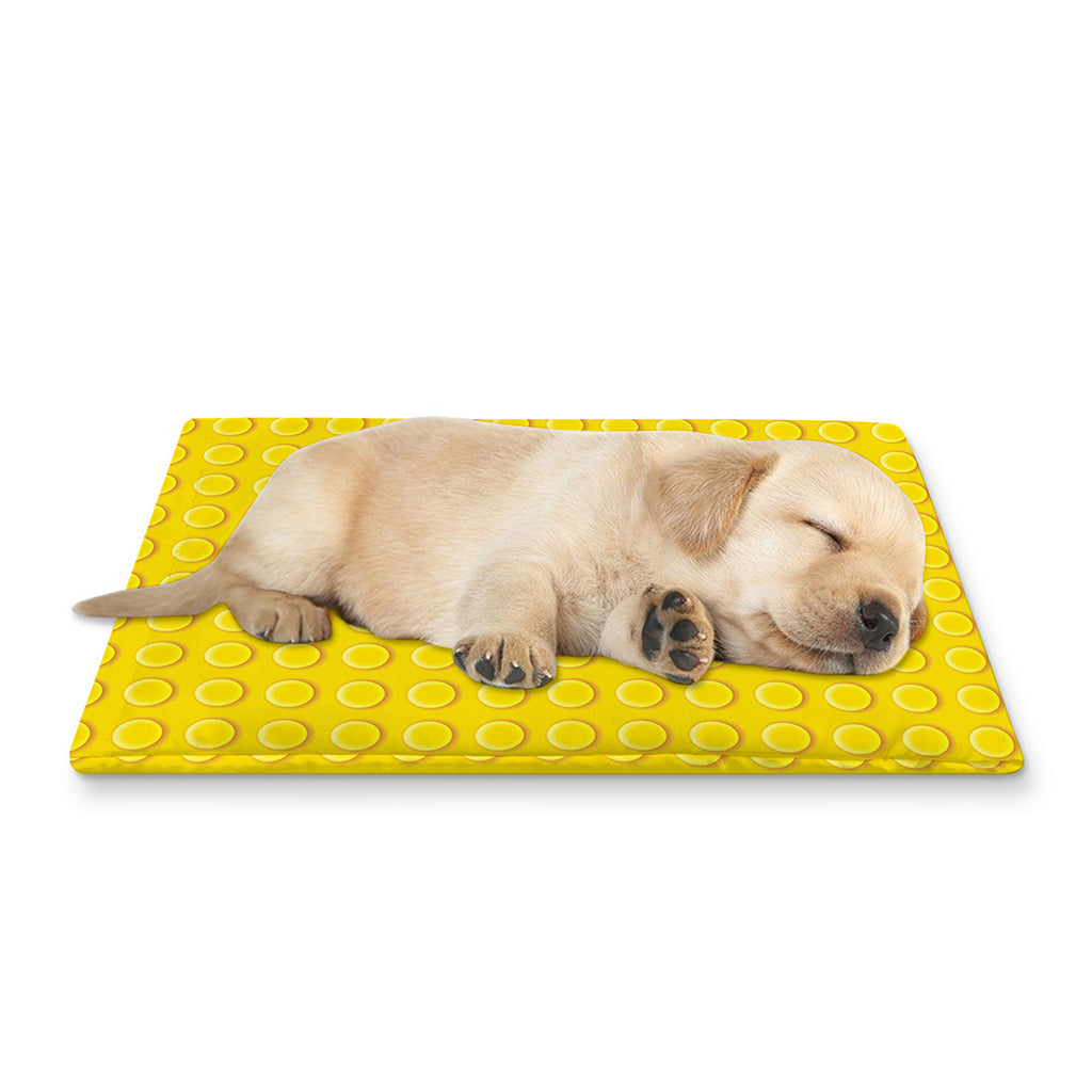 Yellow Plastic Building Blocks Print Pet Cooling Mat Cover