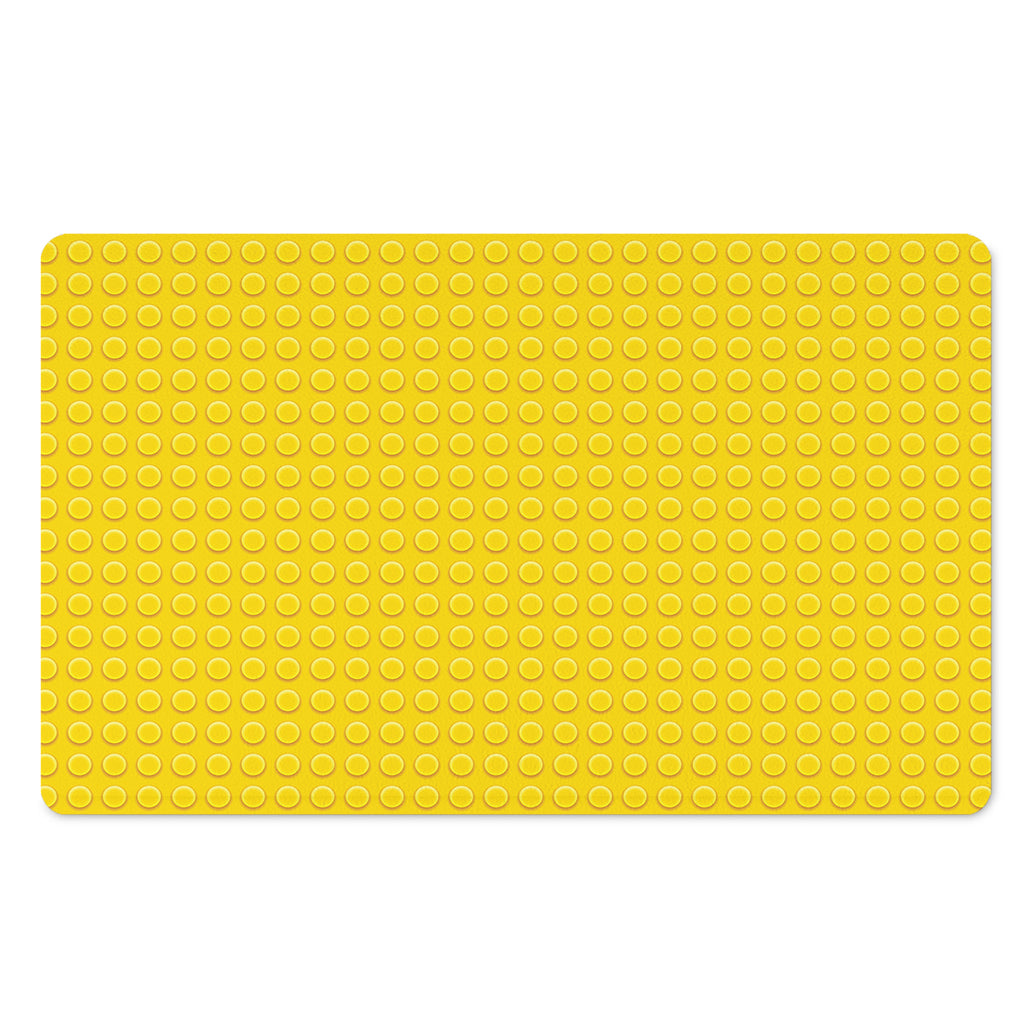 Yellow Plastic Building Blocks Print Polyester Doormat