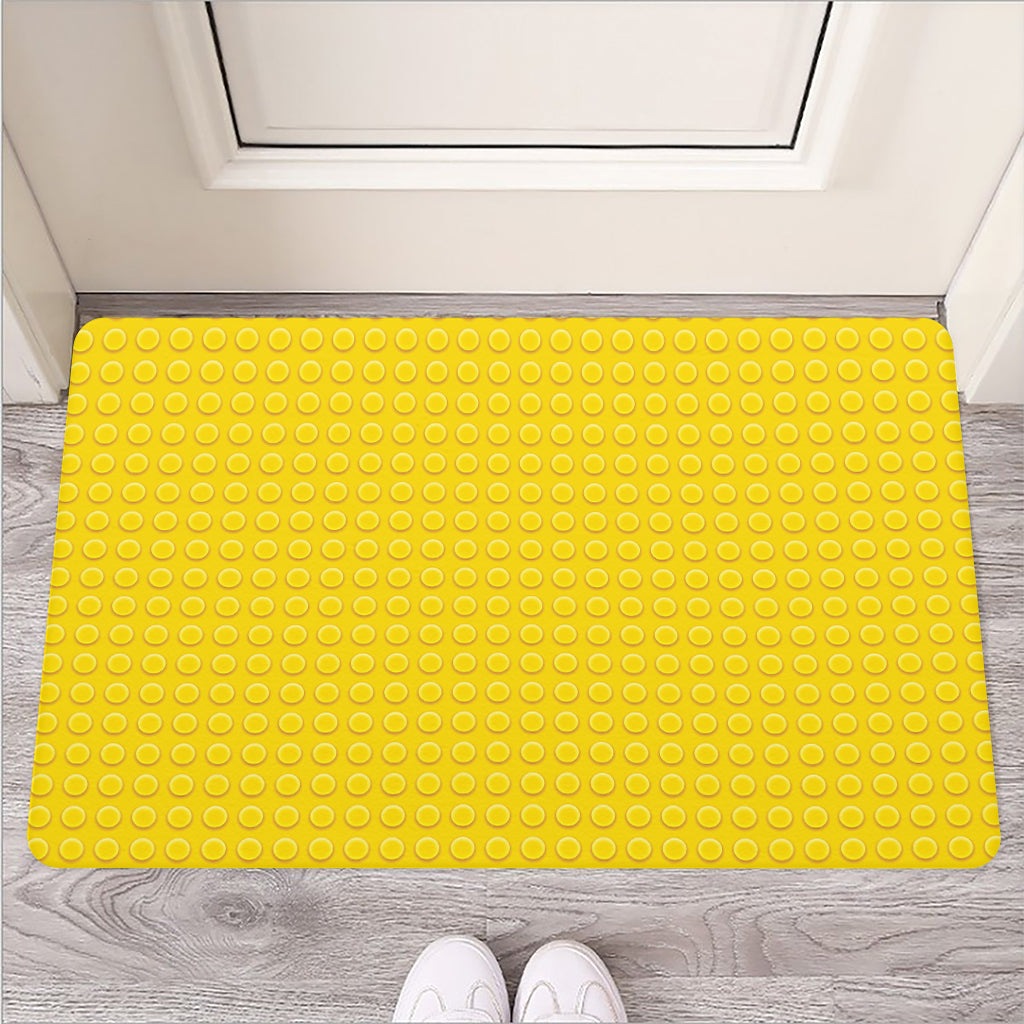 Yellow Plastic Building Blocks Print Rubber Doormat