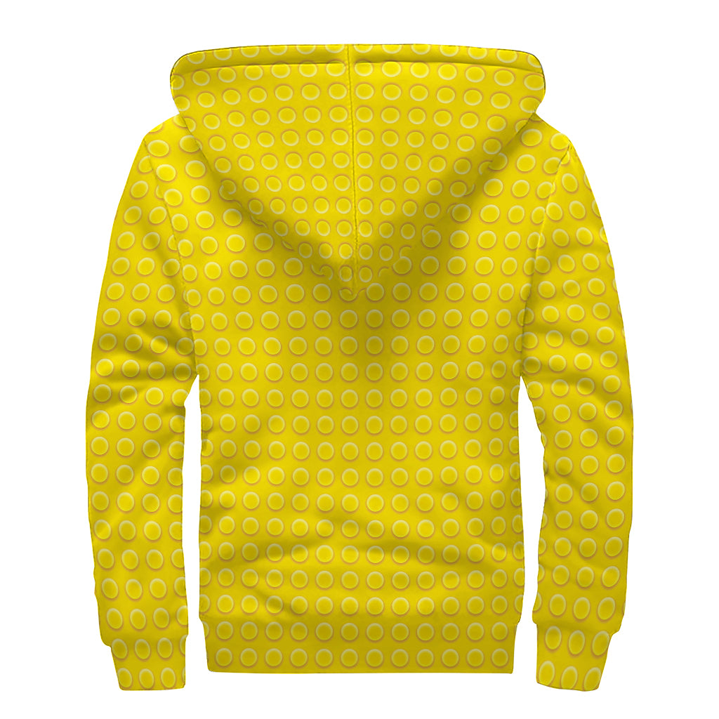 Yellow Plastic Building Blocks Print Sherpa Lined Zip Up Hoodie