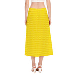 Yellow Plastic Building Blocks Print Side Slit Midi Skirt