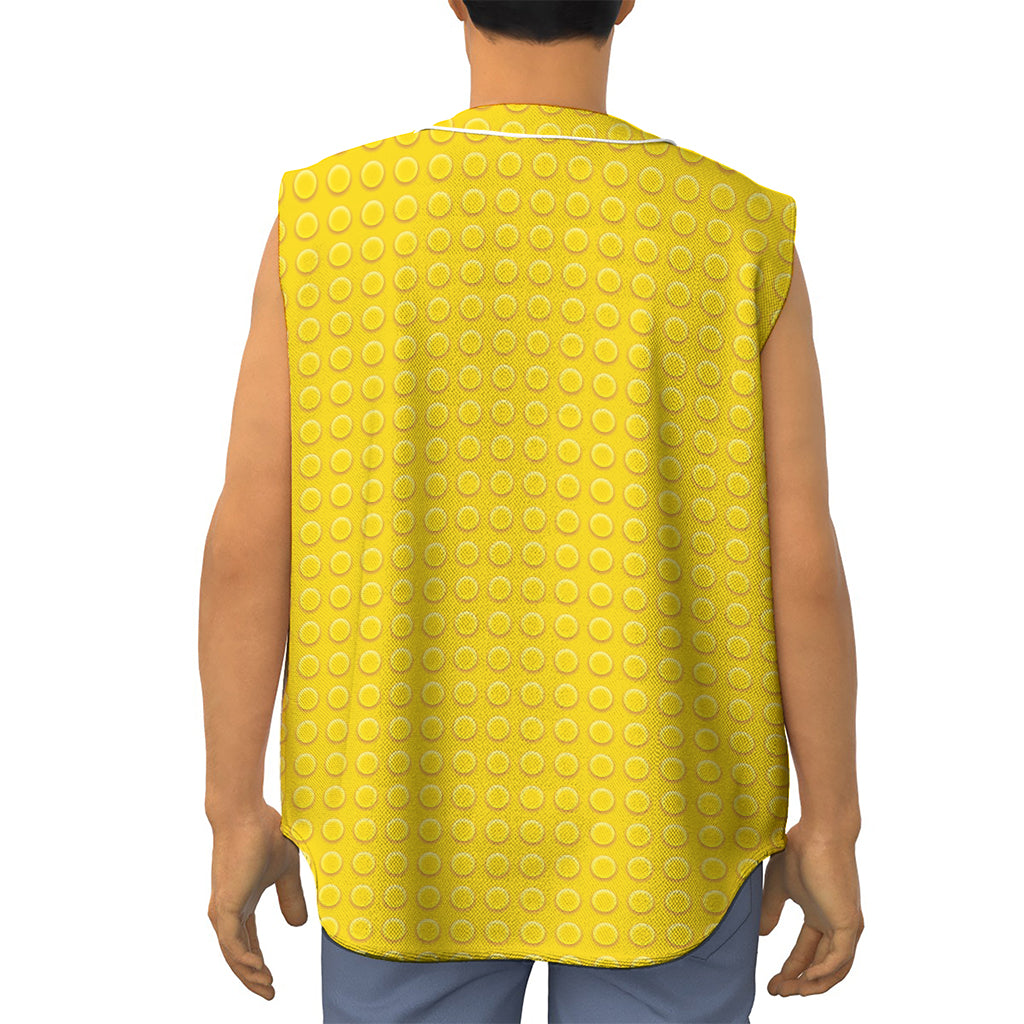 Yellow Plastic Building Blocks Print Sleeveless Baseball Jersey