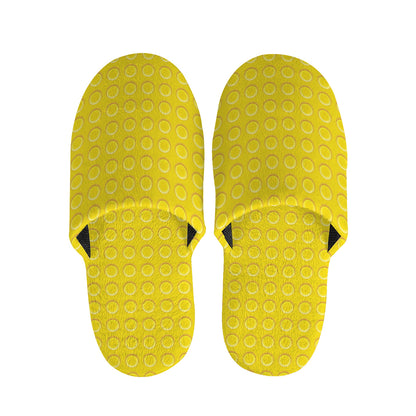 Yellow Plastic Building Blocks Print Slippers