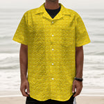 Yellow Plastic Building Blocks Print Textured Short Sleeve Shirt