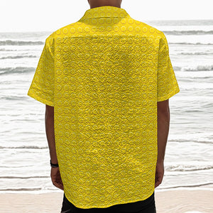 Yellow Plastic Building Blocks Print Textured Short Sleeve Shirt