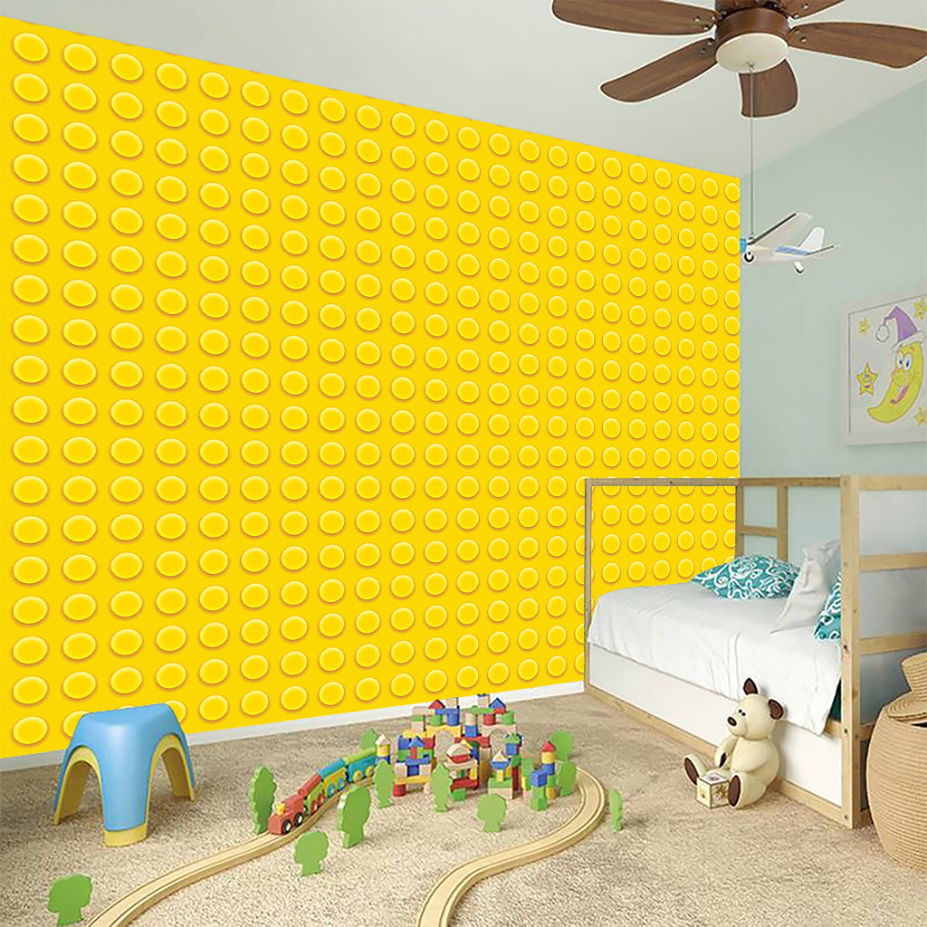 Yellow Plastic Building Blocks Print Wall Sticker