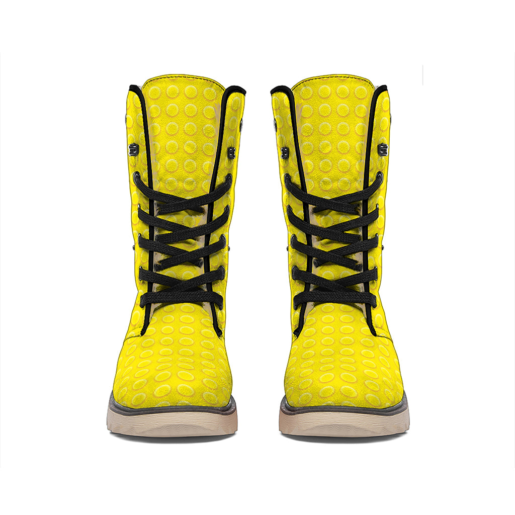 Yellow Plastic Building Blocks Print Winter Boots