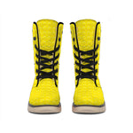 Yellow Plastic Building Blocks Print Winter Boots