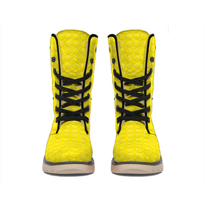 Yellow Plastic Building Blocks Print Winter Boots