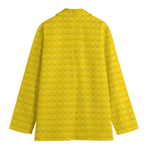 Yellow Plastic Building Blocks Print Women's Blazer