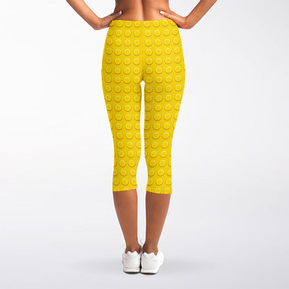 Yellow Plastic Building Blocks Print Women's Capri Leggings