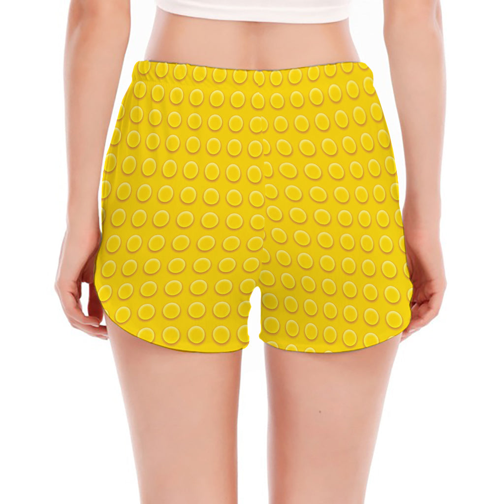 Yellow Plastic Building Blocks Print Women's Split Running Shorts