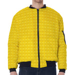 Yellow Plastic Building Blocks Print Zip Sleeve Bomber Jacket