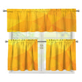 Yellow Polygonal Geometric Print 3 Piece Kitchen Curtains