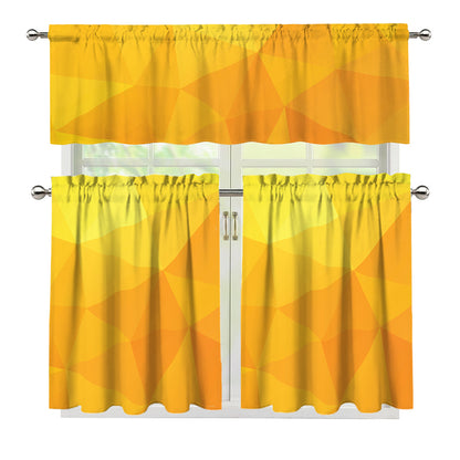 Yellow Polygonal Geometric Print 3 Piece Kitchen Curtains