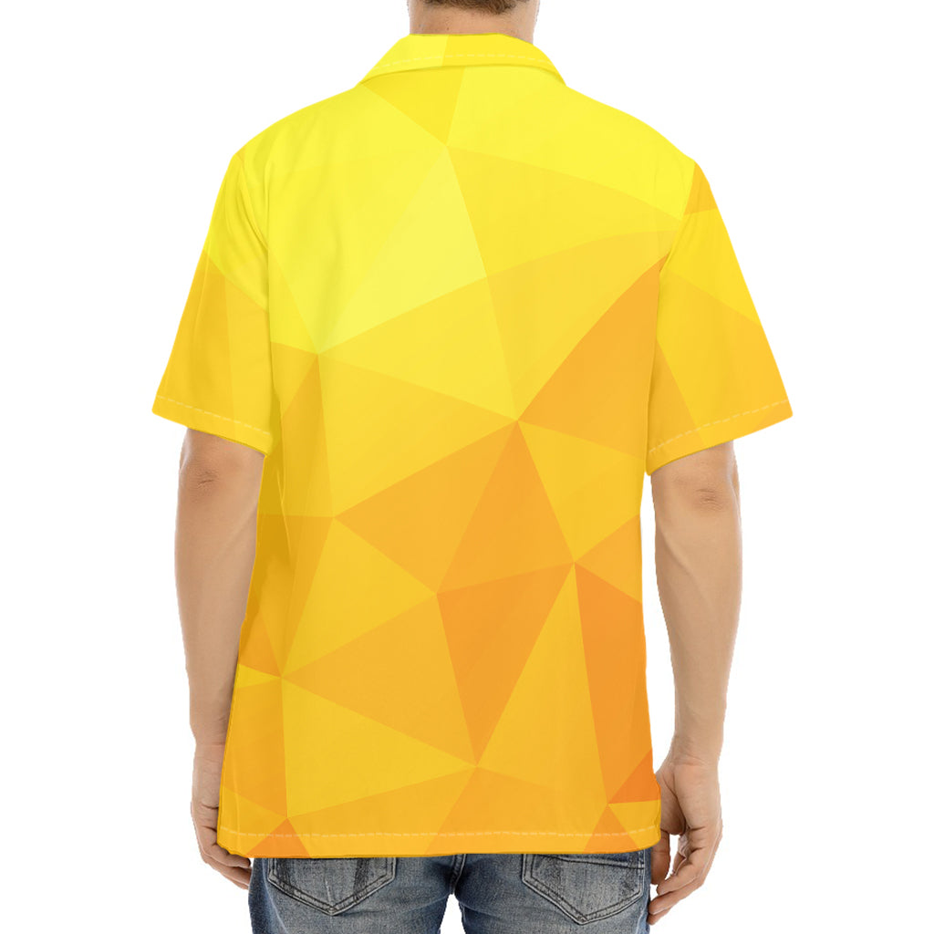 Yellow Polygonal Geometric Print Aloha Shirt