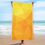 Yellow Polygonal Geometric Print Beach Towel