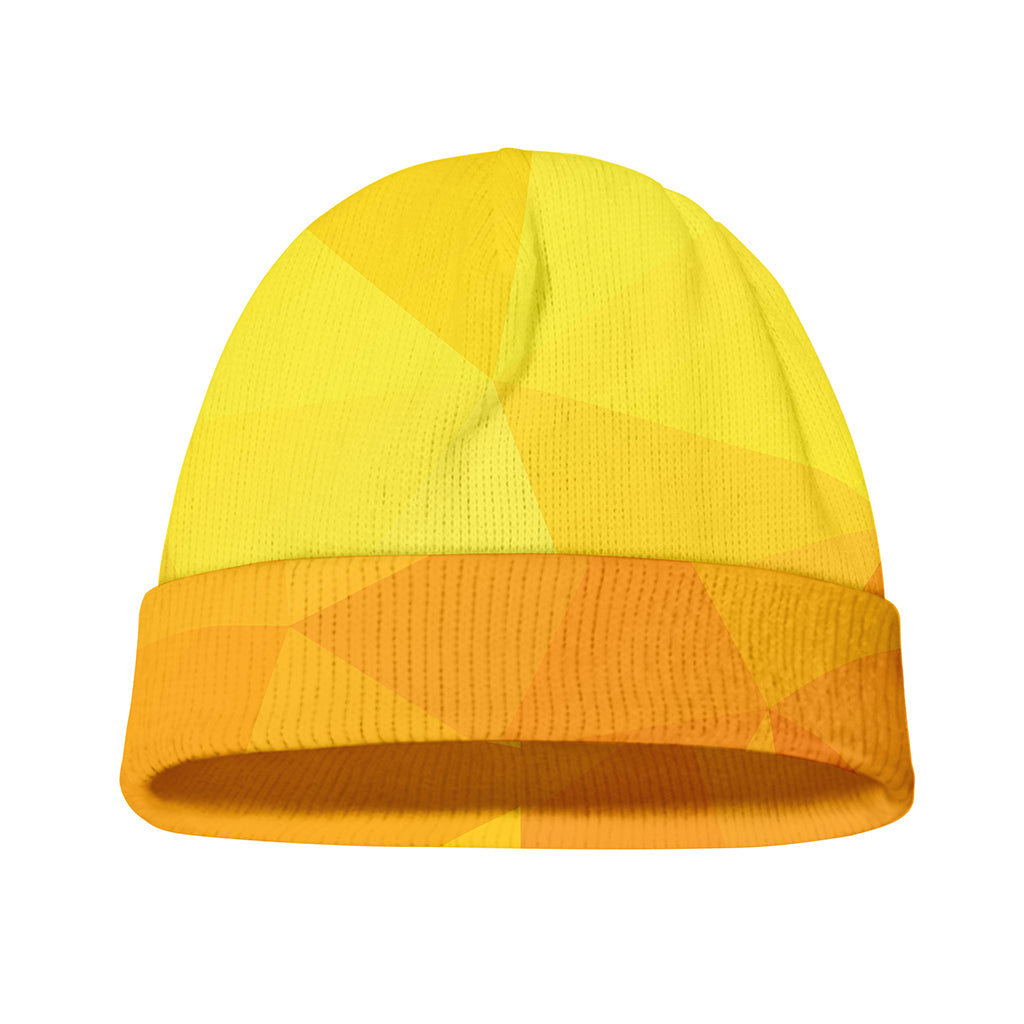 Yellow Polygonal Geometric Print Beanie