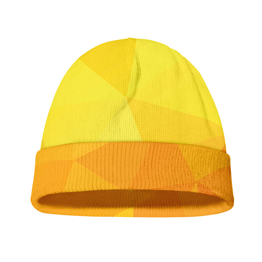 Yellow Polygonal Geometric Print Beanie