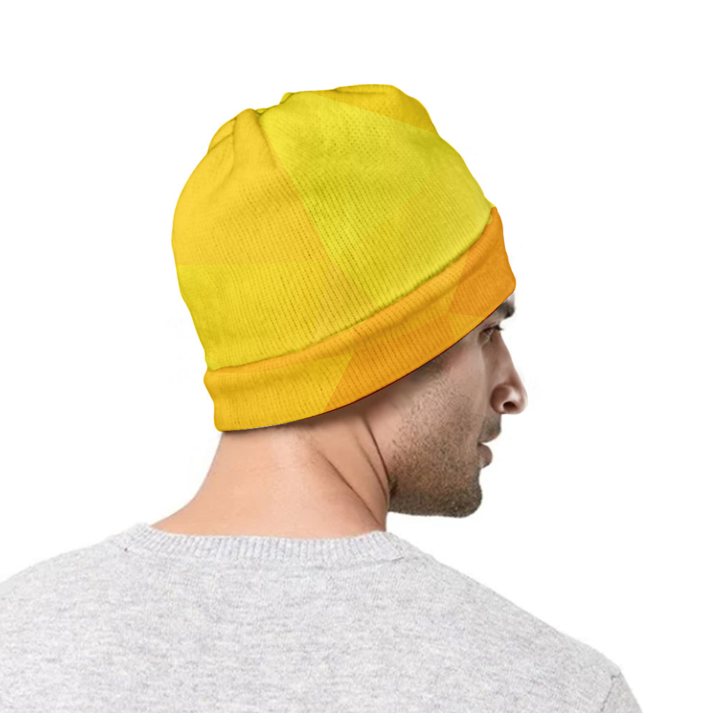 Yellow Polygonal Geometric Print Beanie