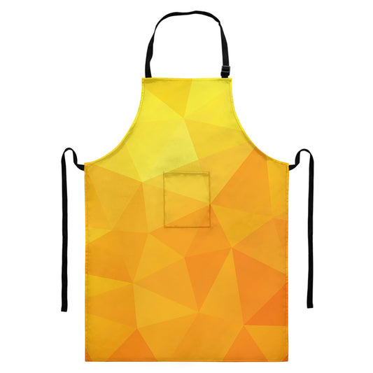Yellow Polygonal Geometric Print Bib Apron With Pocket