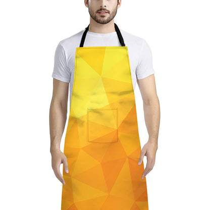 Yellow Polygonal Geometric Print Bib Apron With Pocket