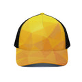 Yellow Polygonal Geometric Print Black Mesh Trucker Hat