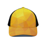 Yellow Polygonal Geometric Print Black Mesh Trucker Cap