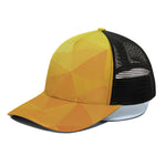 Yellow Polygonal Geometric Print Black Mesh Trucker Cap