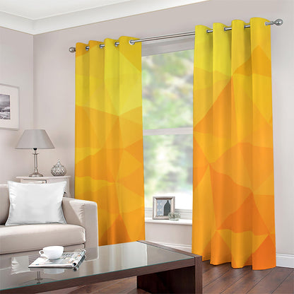 Yellow Polygonal Geometric Print Blackout Grommet Curtains