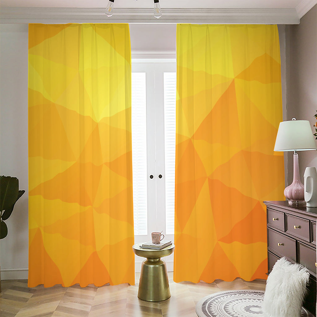 Yellow Polygonal Geometric Print Blackout Pencil Pleat Curtains