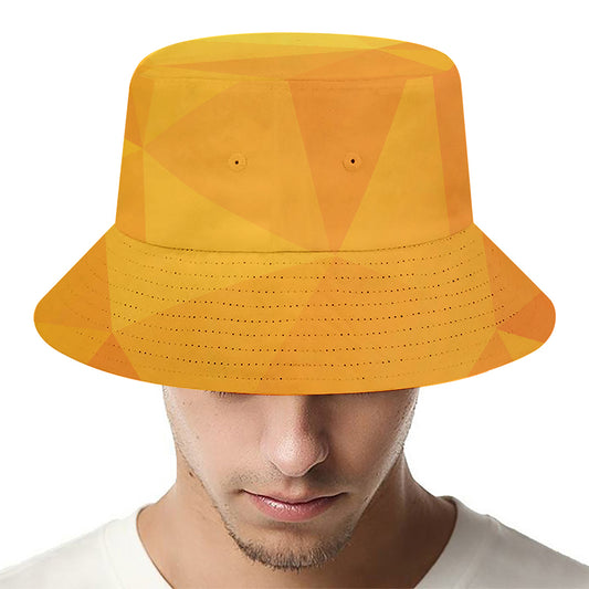 Yellow Polygonal Geometric Print Bucket Hat