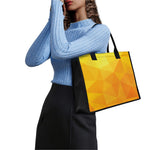 Yellow Polygonal Geometric Print Canvas Tote Bag