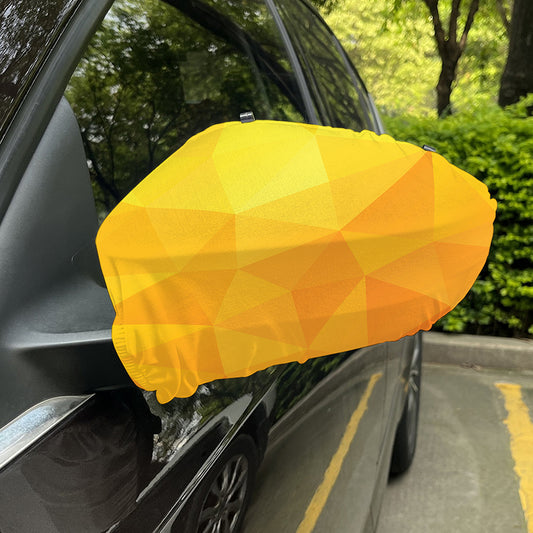 Yellow Polygonal Geometric Print Car Side Mirror Covers