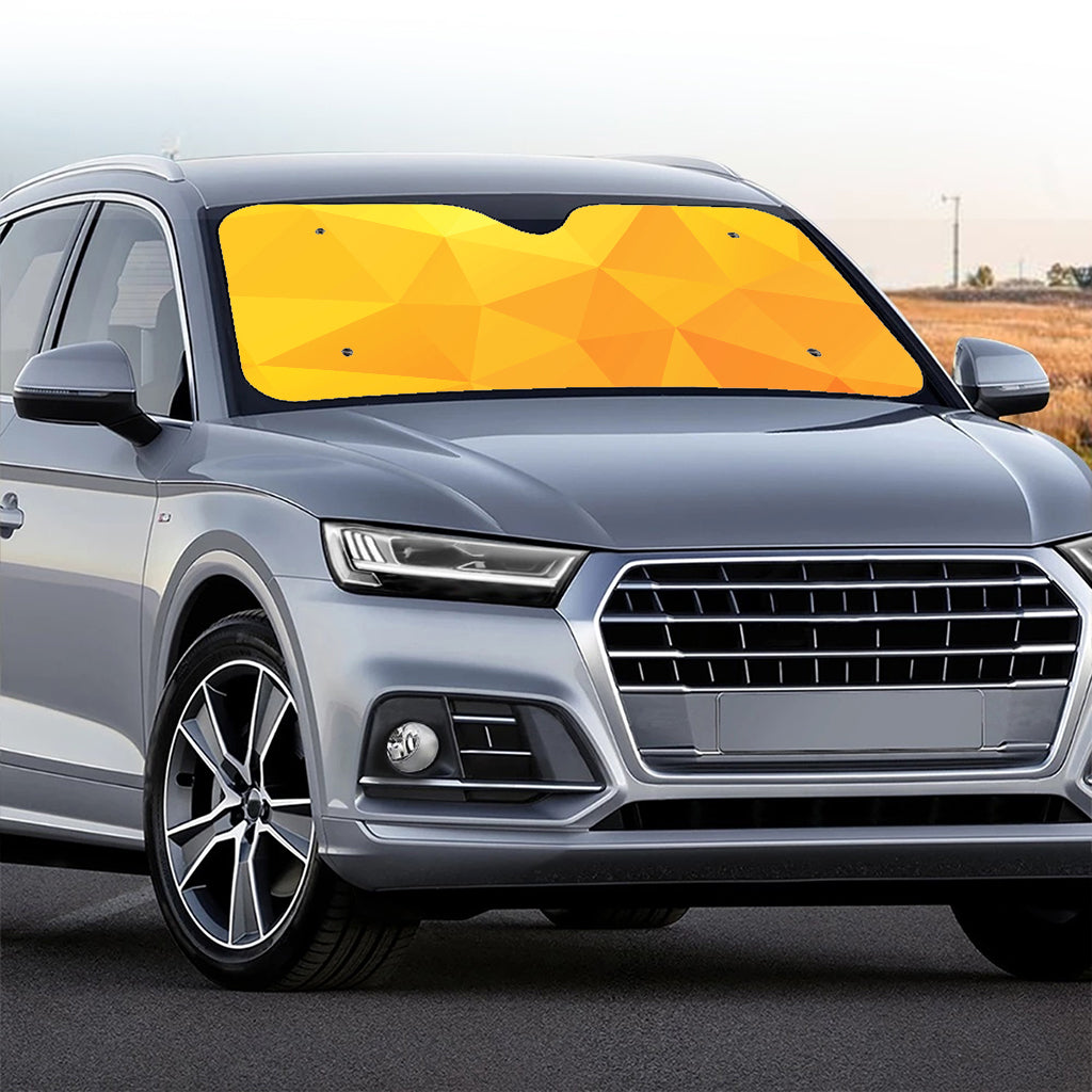 Yellow Polygonal Geometric Print Car Windshield Sun Shade