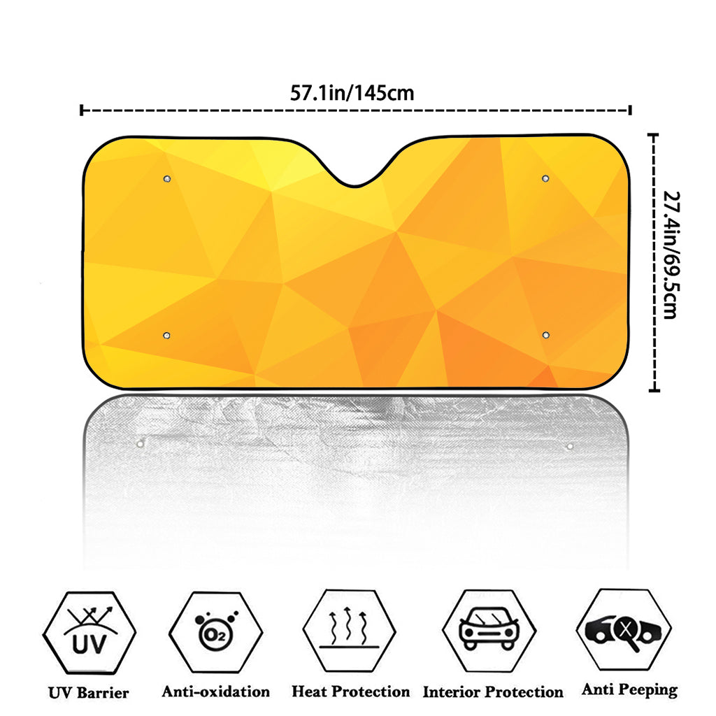 Yellow Polygonal Geometric Print Car Windshield Sun Shade