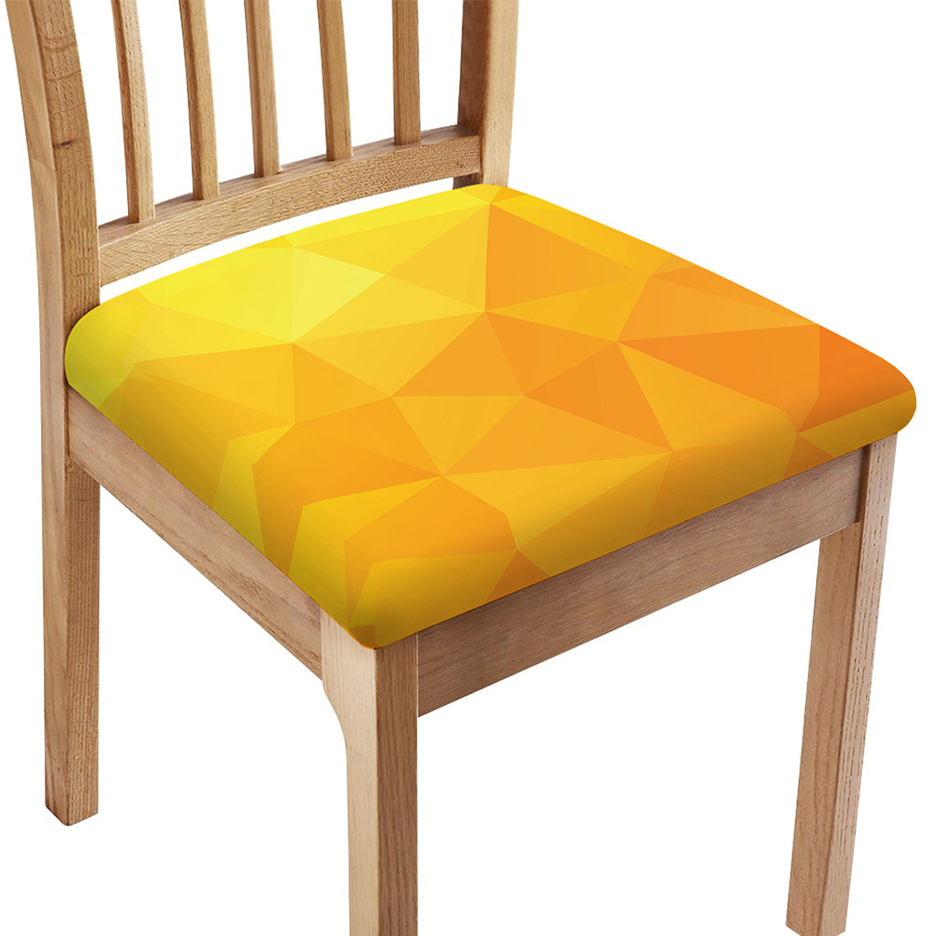Yellow Polygonal Geometric Print Chair Cushion Cover