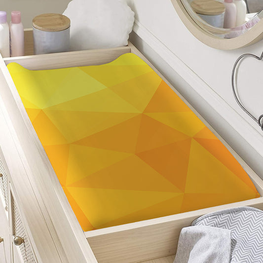 Yellow Polygonal Geometric Print Changing Pad Cover