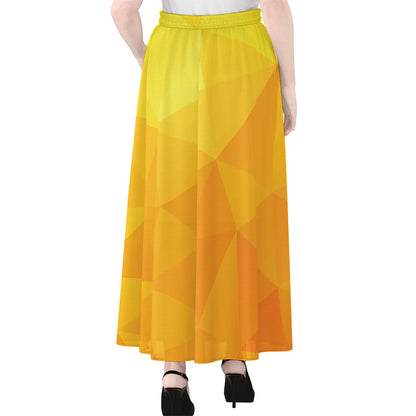 Yellow Polygonal Geometric Print Chiffon Maxi Skirt