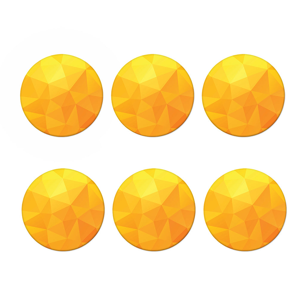 Yellow Polygonal Geometric Print Coaster Set