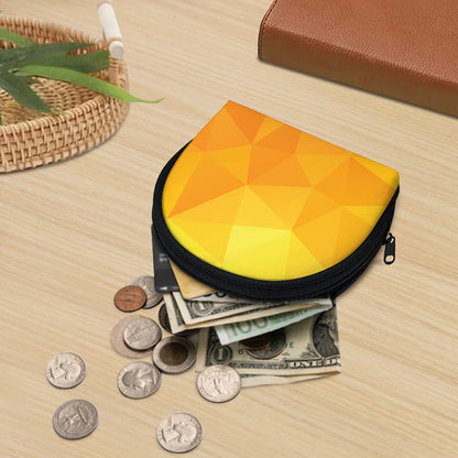 Yellow Polygonal Geometric Print Coin Purse