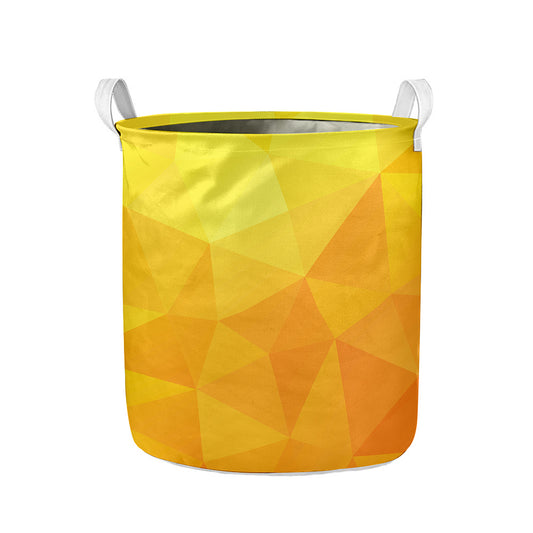 Yellow Polygonal Geometric Print Collapsible Laundry Basket