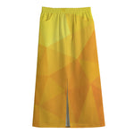 Yellow Polygonal Geometric Print Cotton Front Slit Maxi Skirt