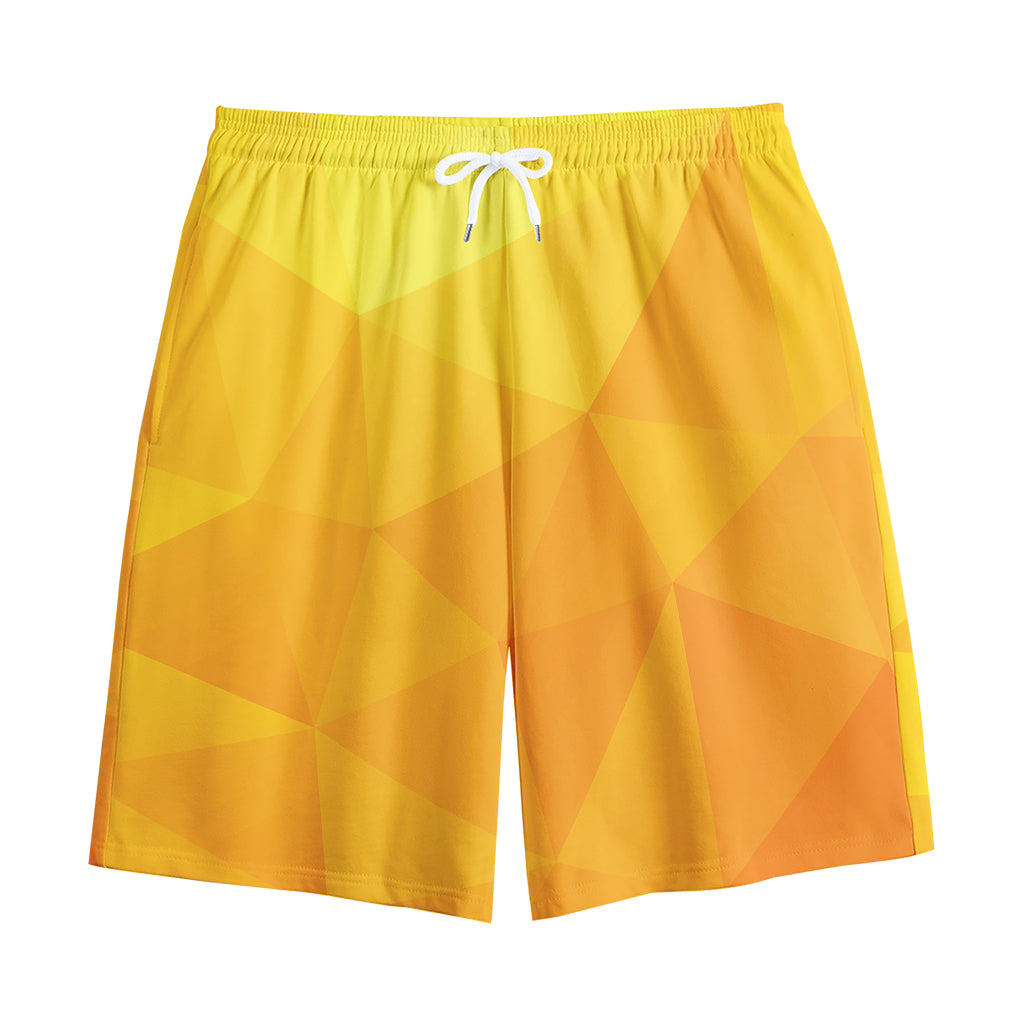 Yellow Polygonal Geometric Print Cotton Shorts