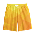 Yellow Polygonal Geometric Print Cotton Shorts