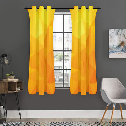 Yellow Polygonal Geometric Print Curtain