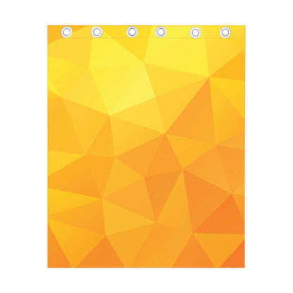 Yellow Polygonal Geometric Print Curtain